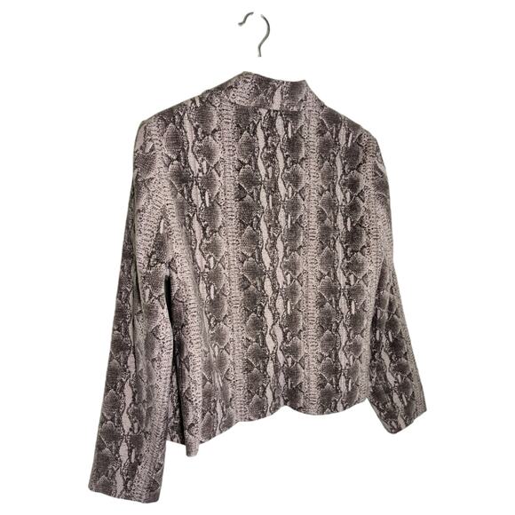 Doncaster Linen Blend Moto Jacket Wmn's Sz 16 Gray Brown Snakeskin print Blazer - Picture 16 of 16